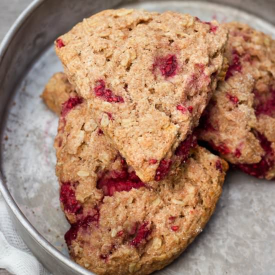 Vegan Raspberry + Oat Scones