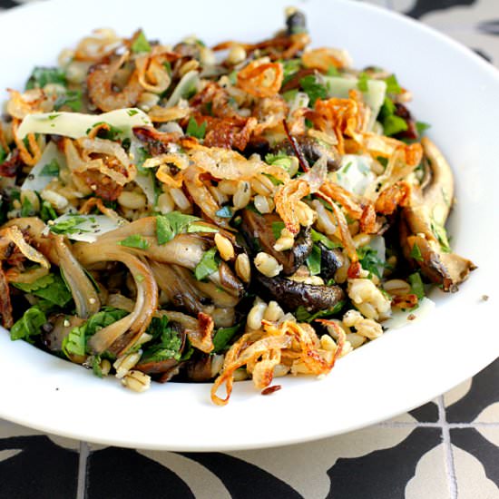Barley Salad with Buttery Mushrooms