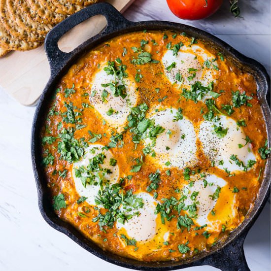 Baked Egg Shakshouka with Beans