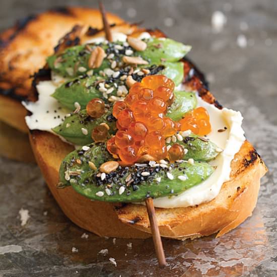 Grilled Snap Pea Toasts