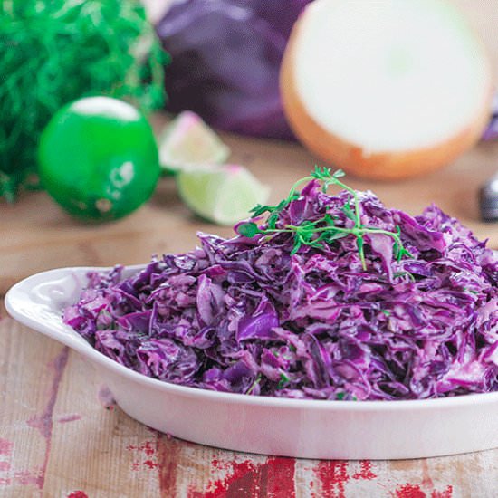 Garlic Thyme Purple Cabbage Slaw