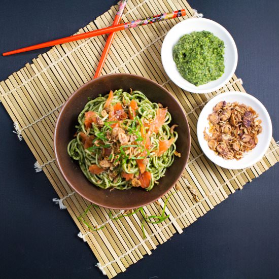 Soba Noodles, Nori Pesto & Salmon