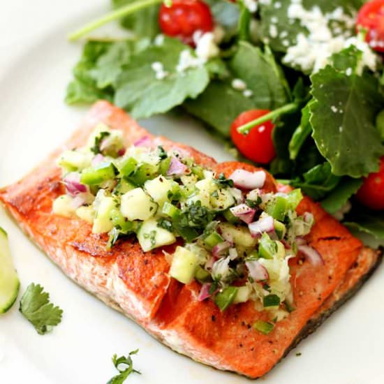 Salmon and Cucumber-Lime Salsa