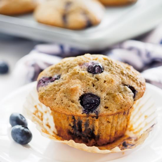 Whole Wheat Blueberry Lemon Muffins
