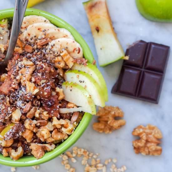 Stewed Fruit and Chocolate Oatmeal