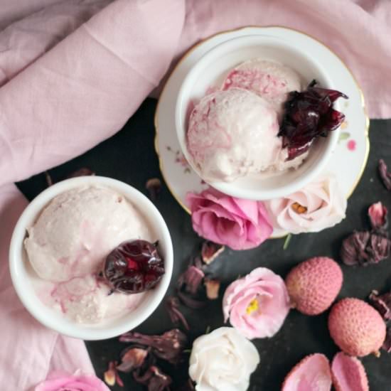 Hibiscus lychee ice cream