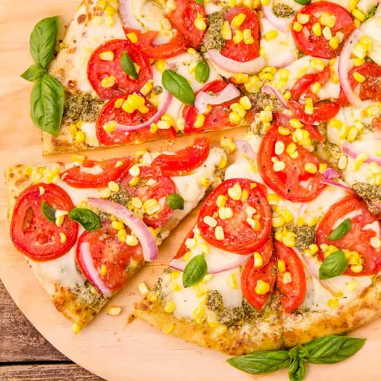 Corn and Tomato Pizza