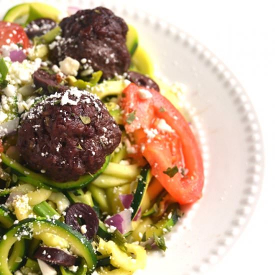 Greek Meatball and Zoodle Bowls