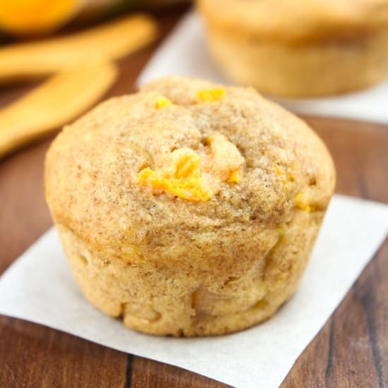 Whole Wheat Honey Peach Muffins