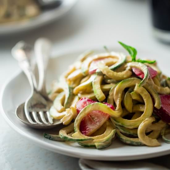 Balsamic Cashew Zucchini Noodles
