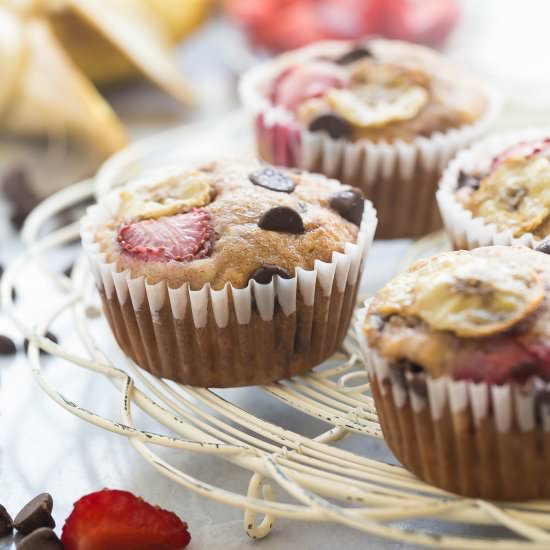 Strawberry Chocolate Banana Muffins