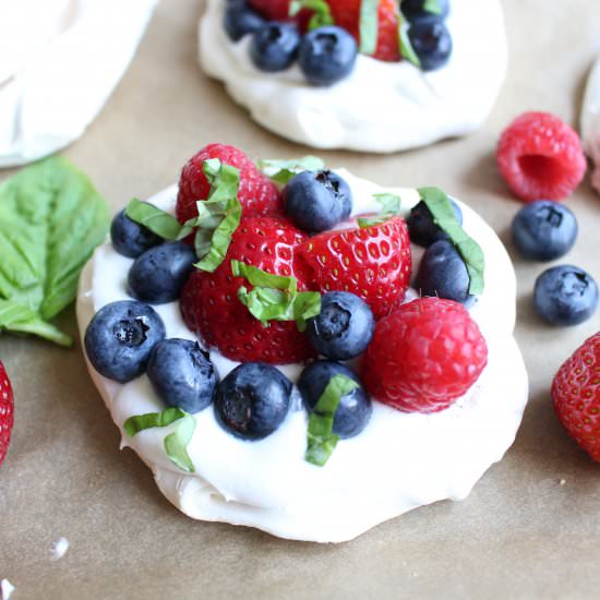 Berry Basil Meringues