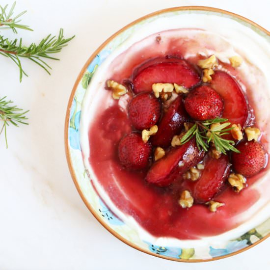 Honey Roasted Plums & Strawberries