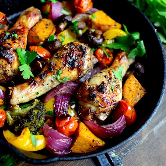 One Pan Balsamic Chicken and Veg