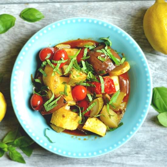 Slow Cooker Lemon Basil Ratatouille