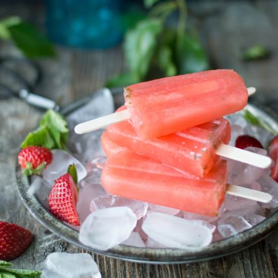 Strawberry Mint Lemon Ice Pops