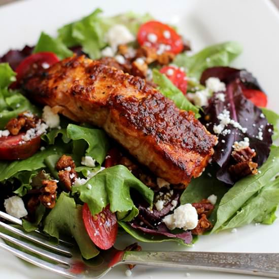 Brown Sugar Salmon Pecan Salad