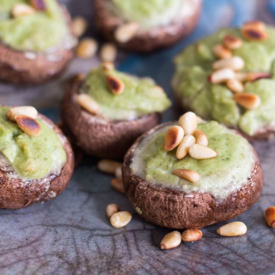 Cashew-Basil Stuffed Mushrooms