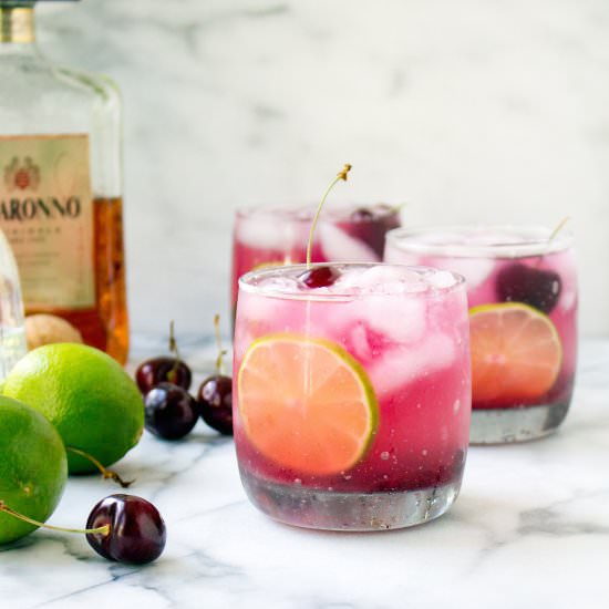Fresh Cherry Amaretto Margaritas