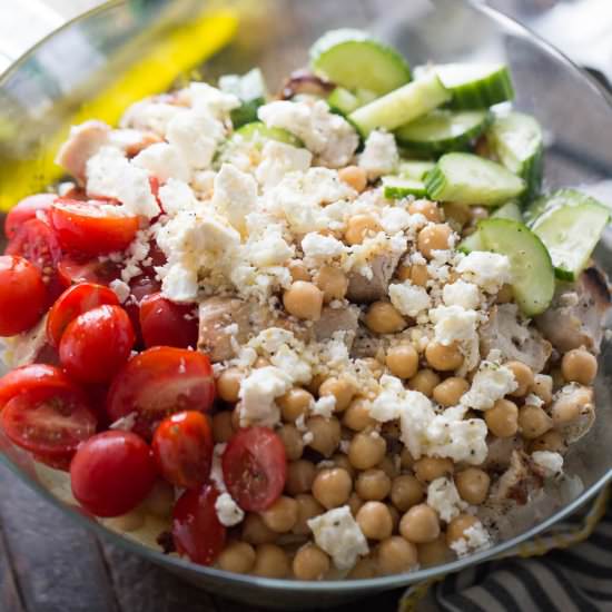 Chicken Souvlaki Pasta Salad