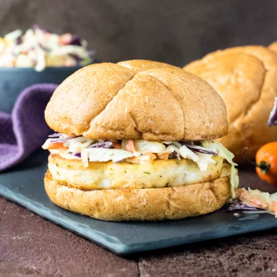 Caribbean Coleslaw Pollock Burger