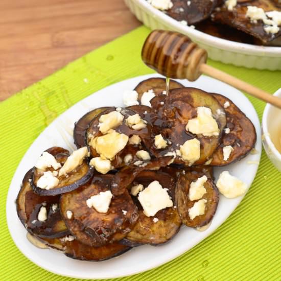 Eggplant Chips with Feta and Honey