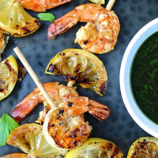 Grilled Garlic Shrimp Skewers