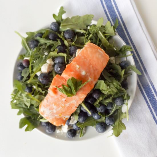 Blueberry Feta Salad with Salmon