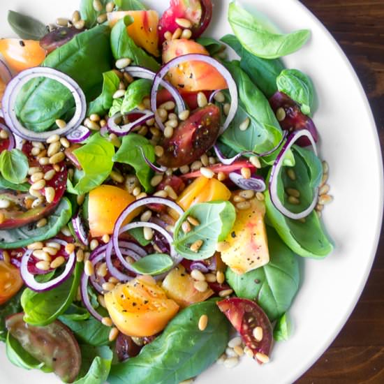 Basil Salad with Heirloom Tomatoes