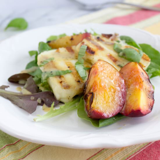 Grilled Halloumi and Peach Salad