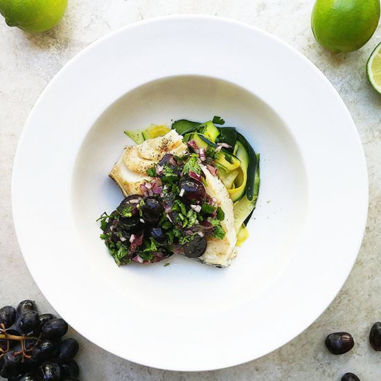 Grilled Sea Bass with Grape Salsa
