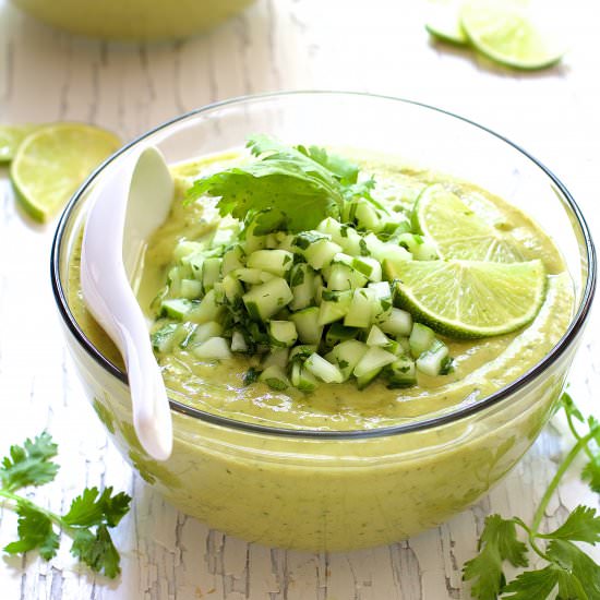 Cold Thai Cucumber Avocado Soup
