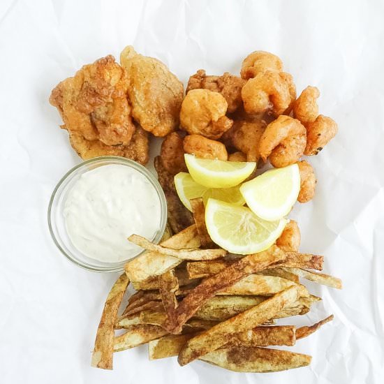 Fried Cajun Catfish and Shrimp