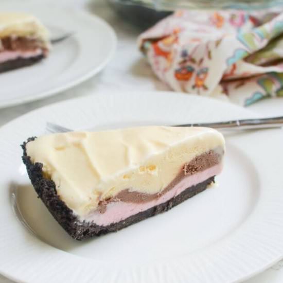 No Bake Neapolitan Ice Cream Pie
