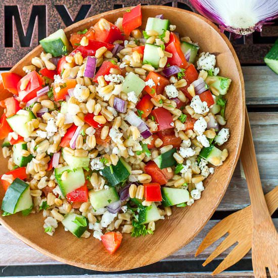 Healthy Greek Freekeh Salad