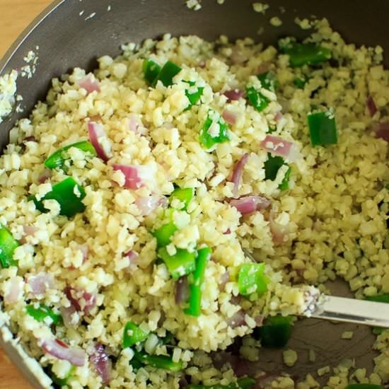 Riced Cauliflower with Green Pepper