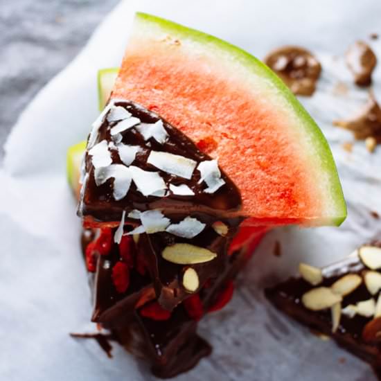 Tahini-Chocolate Watermelon Wedges