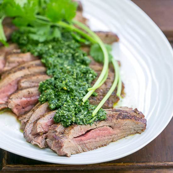 Flank Steak with Chimichurri Sauce
