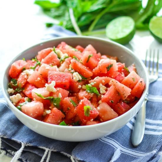 Watermelon, Feta & Mint Sala