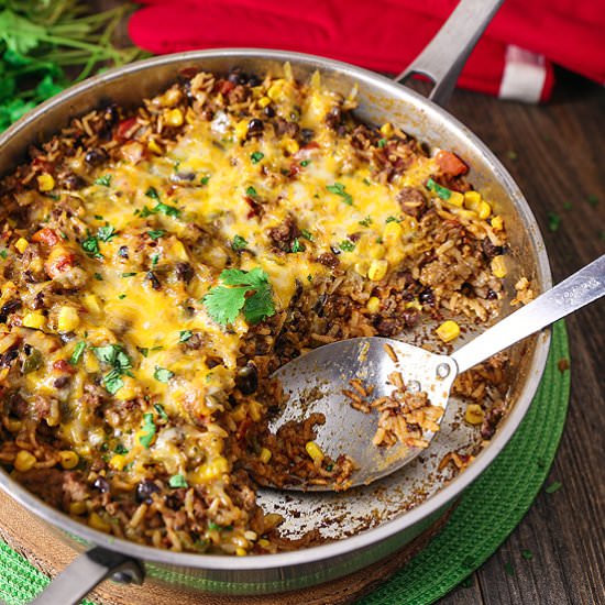 One Skillet Mexican Rice Casserole