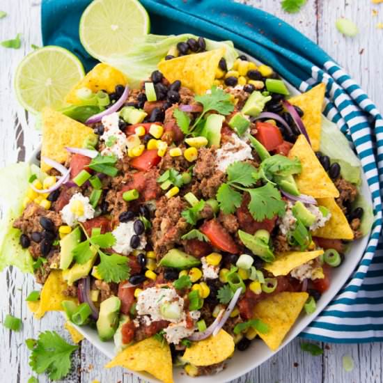 Taco Salad with Lentil Walnut Meat