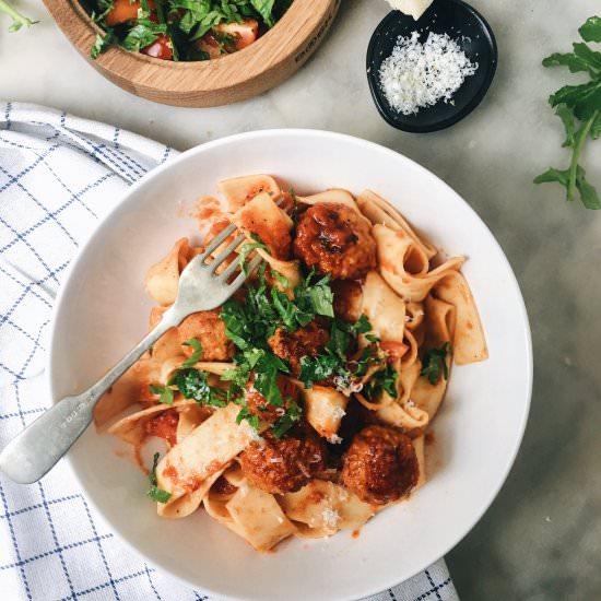 Meatballs in Spicy Gochujang Sugo