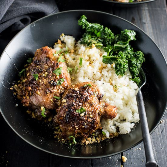 Sticky Pistachio Honey Chicken