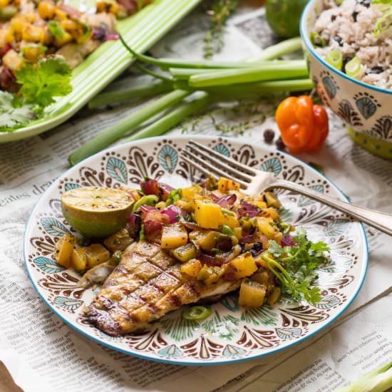 Jerked Barramundi w Pineapple Salsa