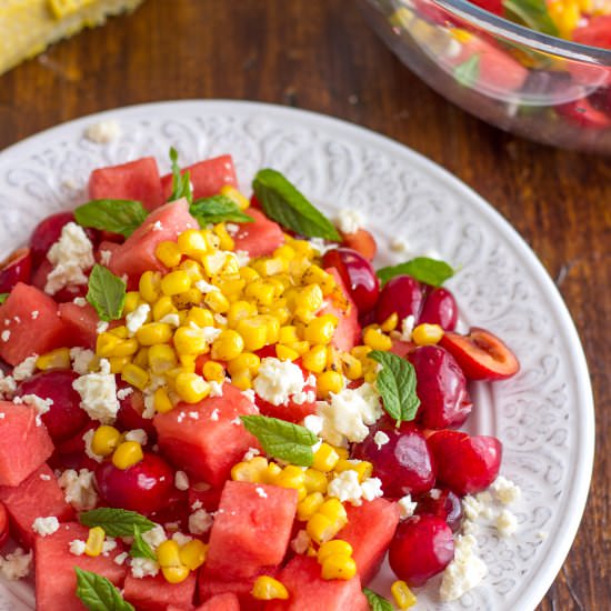 summer watermelon cherry salad
