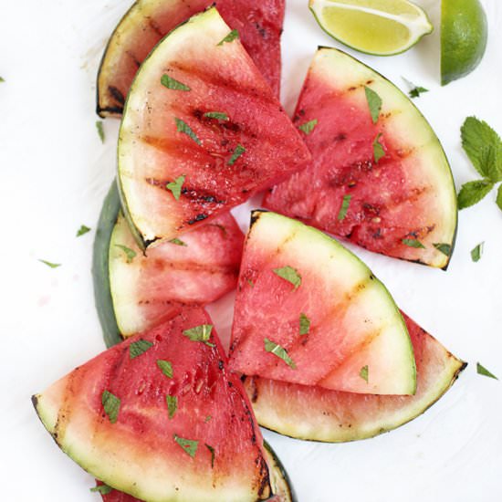 Grilled Watermelon with Lime & Mint