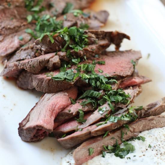 Grilled leg of lamb