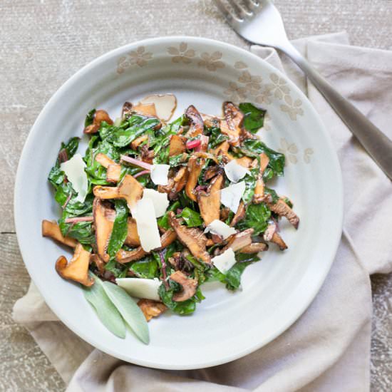 Wild Mushrooms with Wilted Greens