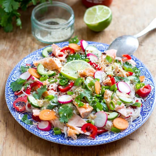 Shirataki Noodle Salad with Salmon