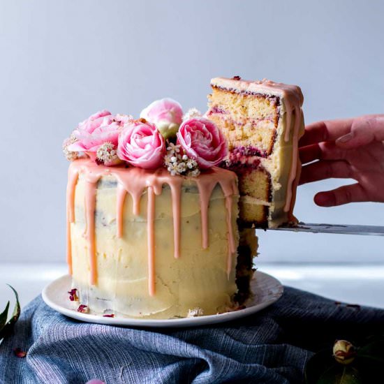 Lemon, Almond & Raspberry Cake